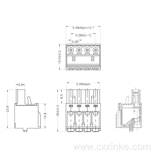 electrical ul94-v0 5.08MM pitch spring plug-in terminal block with orange buttons